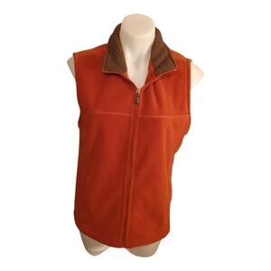 Outdoor Life Rust Brown Collar Polyester Fleece Unisex Zip Up Vest‎ Size Small